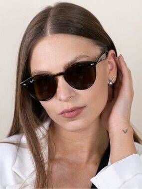 Ray-Ban Round Rb2180 Black Frame Green G-15 Round Sunglasses 51-145 601/71